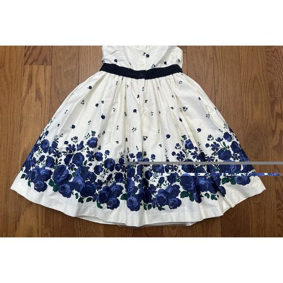 Janie And Jack Party Blue Floral Dress Size 4 velvet trim tulle EUC - Picture 8 of 10
